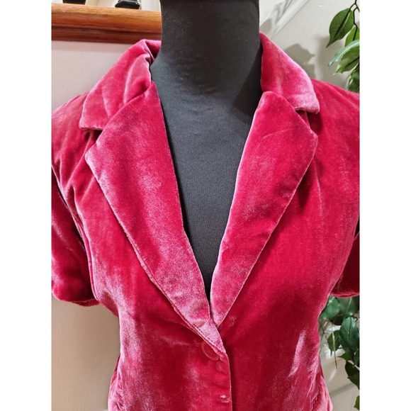 Old Navy Women Solid Red Viscose Short Sleeve Buttons Front Casual Jacket Size L - Picture 2 of 10
